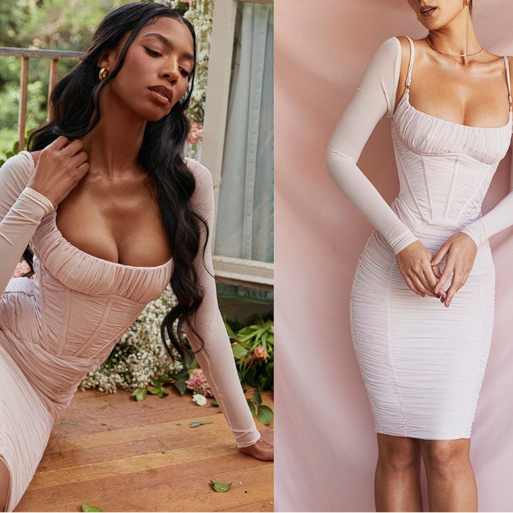 House of CB ‘Freyja’ Crystal Gathered Corset Dress NWOT - Picture 4 of 16